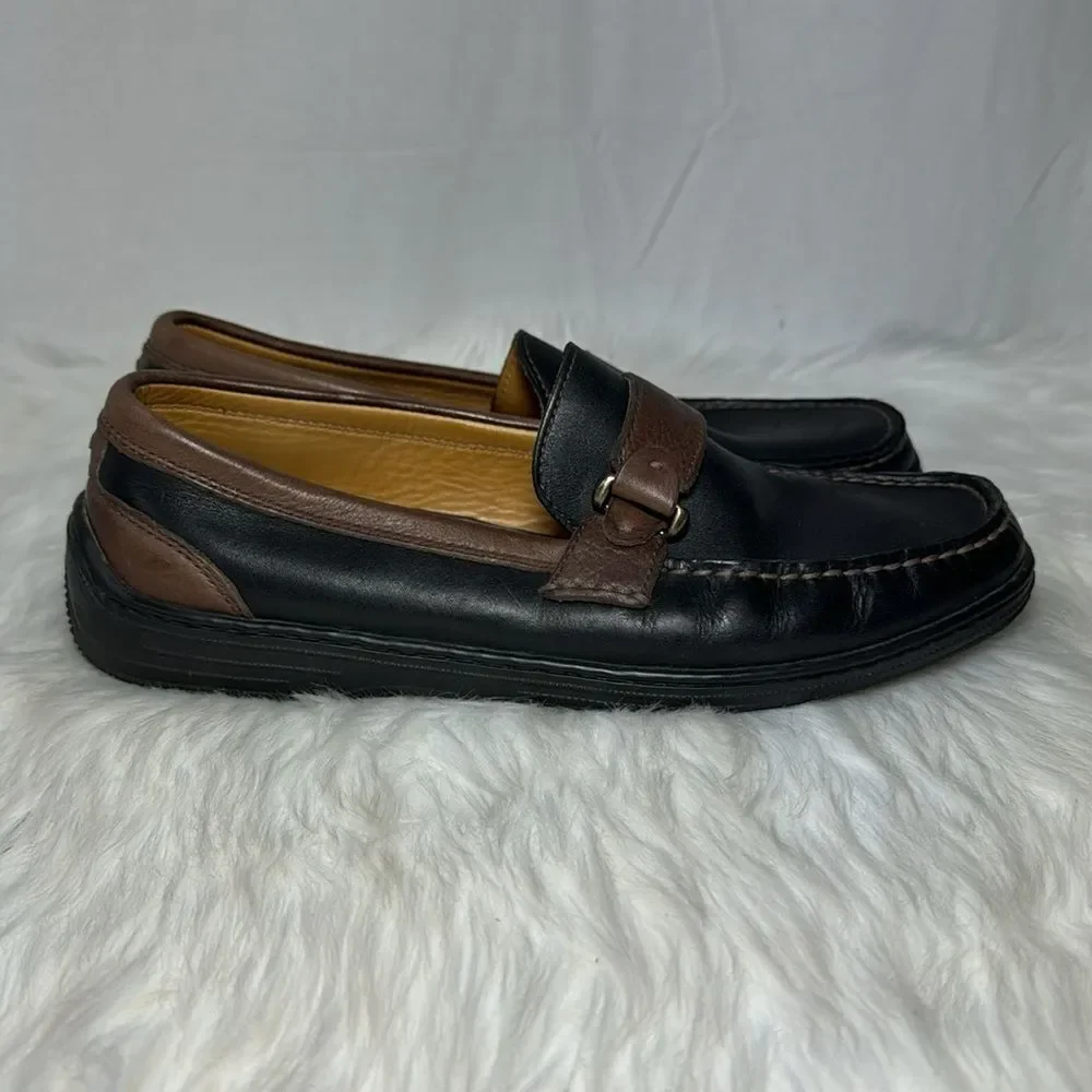 Tommy Bahama Black/Tan Leather‎ Loafers Sz 8 